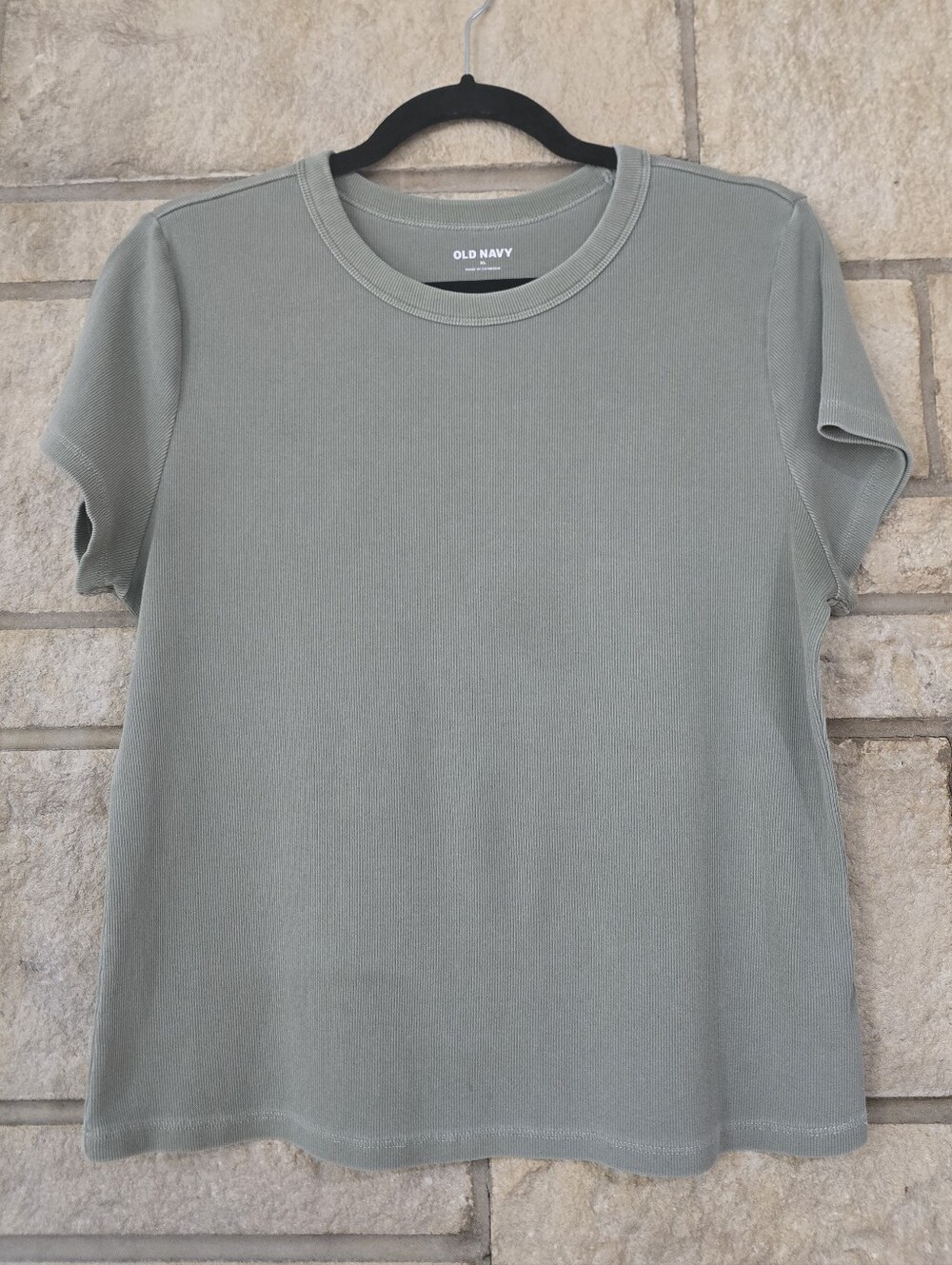Old Navy Sage Green Ribbed Crewneck Tee - Size XL